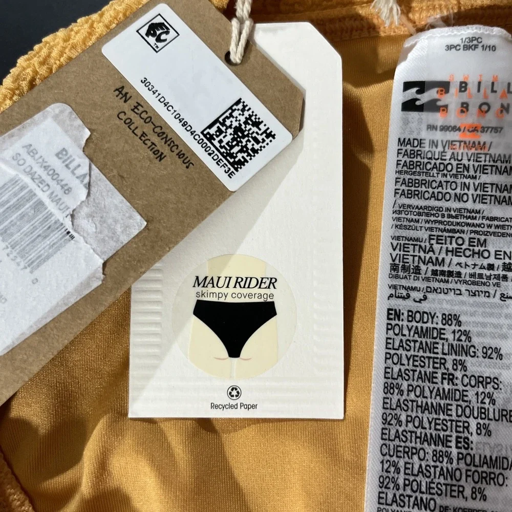 Billabong Sol Searcher Maui Rider Bikini Bottoms XL -14 So Dazed Orange NWT